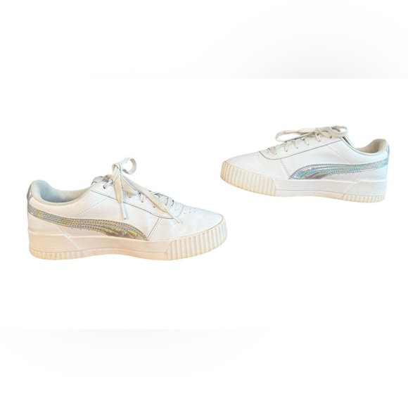 PUMA Carina Women's Sneaker White Iridescent Size 8 - Picture 5 of 8